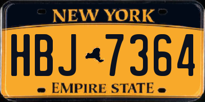 NY license plate HBJ7364