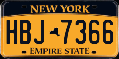 NY license plate HBJ7366