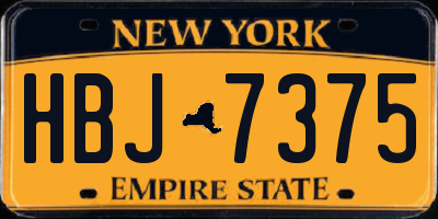 NY license plate HBJ7375