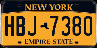 NY license plate HBJ7380