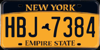 NY license plate HBJ7384