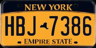 NY license plate HBJ7386