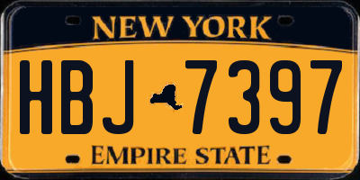 NY license plate HBJ7397