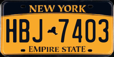 NY license plate HBJ7403