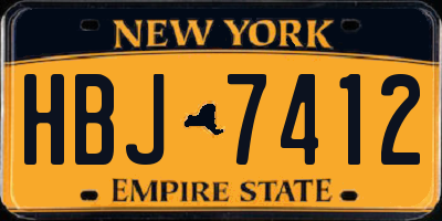 NY license plate HBJ7412