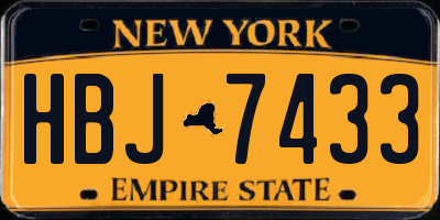 NY license plate HBJ7433