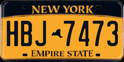 NY license plate HBJ7473