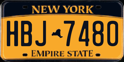 NY license plate HBJ7480