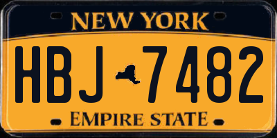NY license plate HBJ7482