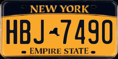 NY license plate HBJ7490