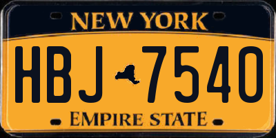 NY license plate HBJ7540