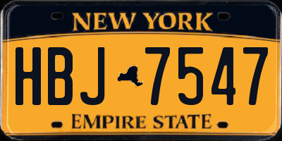 NY license plate HBJ7547