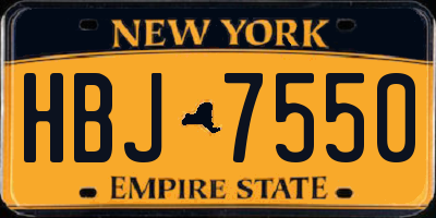 NY license plate HBJ7550