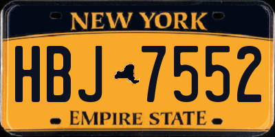 NY license plate HBJ7552