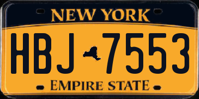 NY license plate HBJ7553