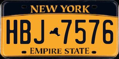 NY license plate HBJ7576
