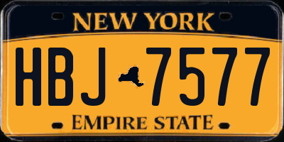 NY license plate HBJ7577