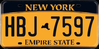 NY license plate HBJ7597