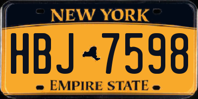 NY license plate HBJ7598