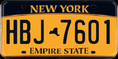 NY license plate HBJ7601