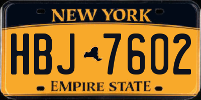 NY license plate HBJ7602