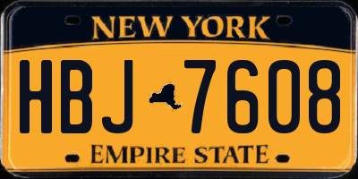 NY license plate HBJ7608