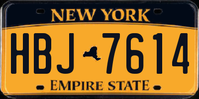NY license plate HBJ7614