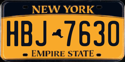 NY license plate HBJ7630