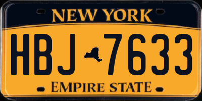 NY license plate HBJ7633