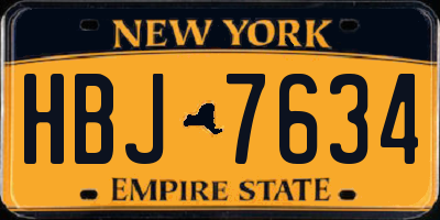 NY license plate HBJ7634