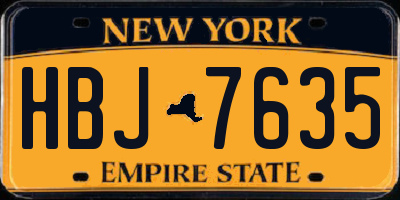 NY license plate HBJ7635