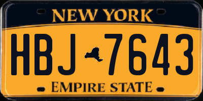 NY license plate HBJ7643
