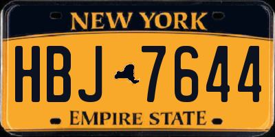 NY license plate HBJ7644