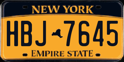 NY license plate HBJ7645