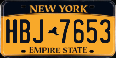 NY license plate HBJ7653