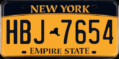 NY license plate HBJ7654