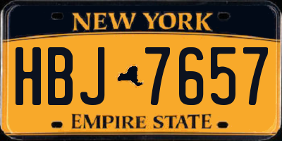 NY license plate HBJ7657