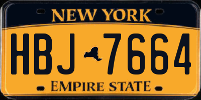 NY license plate HBJ7664