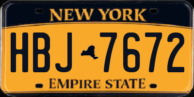 NY license plate HBJ7672