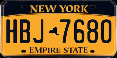 NY license plate HBJ7680