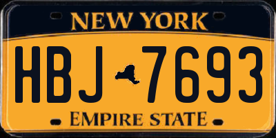 NY license plate HBJ7693