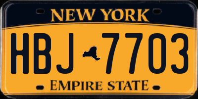 NY license plate HBJ7703
