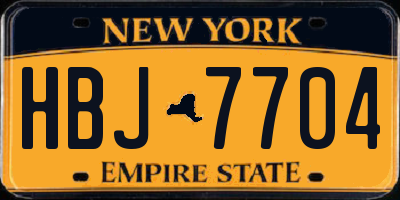 NY license plate HBJ7704