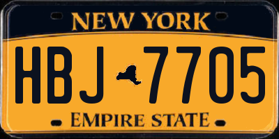 NY license plate HBJ7705