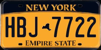 NY license plate HBJ7722