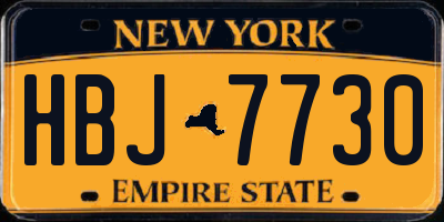 NY license plate HBJ7730