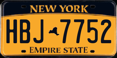 NY license plate HBJ7752