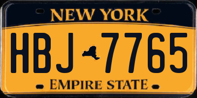 NY license plate HBJ7765