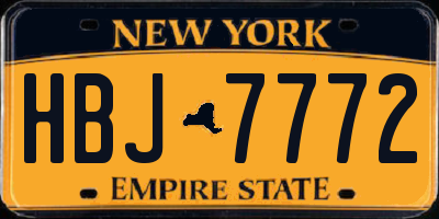 NY license plate HBJ7772