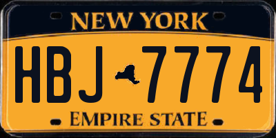 NY license plate HBJ7774
